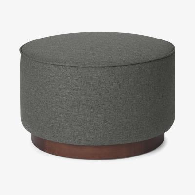 Made.com Hetherington Large Wooden Pouffe, Coventry Grey & Dark Stain Wood