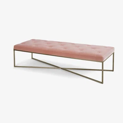 Made.com Julianne Ottoman, Blush Pink Cotton Velvet