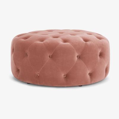 Made.com Hampton Large Round Pouffe, Blossom Pink Velvet 