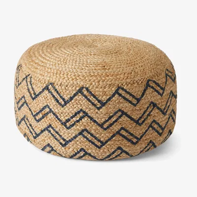 Made.com Elian Pouffe, Natural & Midnight Blue