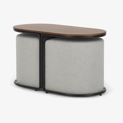 Made.com Marade Table + Ottoman Set, Hail Grey
