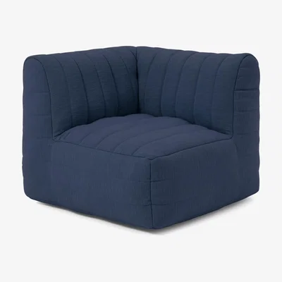 Made.com Gus Quilted Corner Modular Bean Seat, Navy Cotton Slub
