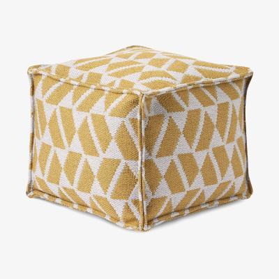 Made.com Oblique Indoor/Outdoor  Square Pouffe, Yellow & Grey