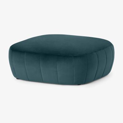 Made.com Alixandra Ottoman Pouffe, Large, Steel Blue Velvet