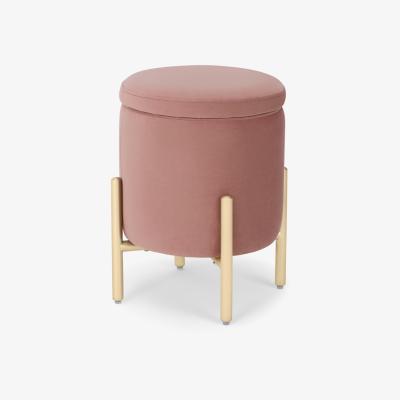 Made.com Asare Round Storage Stool, Blush Pink Velvet