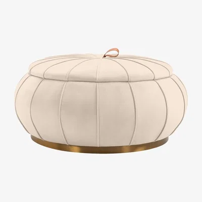 My Furniture Pumpkin Storage Ottoman - Chalk - Brass Base