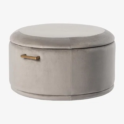 My Furniture Aria Storage Ottoman – Dove Grey – Brass/Silver