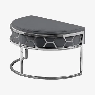 My Furniture Alveare Footstool Silver - Smoke Grey
