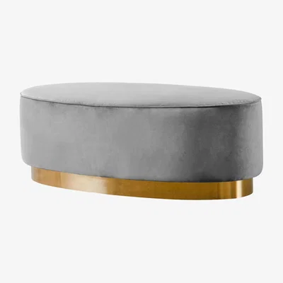 My Furniture Selini Footstool –Dove grey - Brass finish