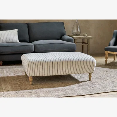 Nkuku Nkuku Sanja Stripe Upholstered Ottoman | Chairs Stools & Benches | Off White