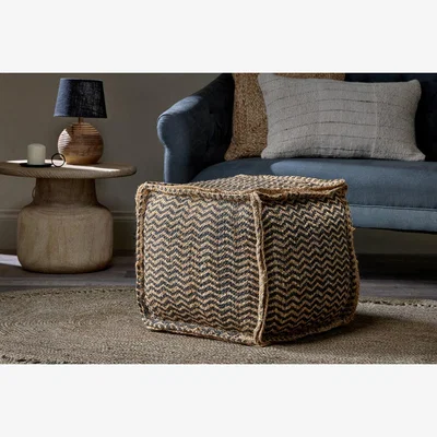 Nkuku Nkuku Bengaluru Jute Pouf | Chairs Stools & Benches | Natural & Black