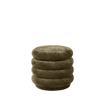 Nordic Nest ferm LIVING Pouf Round pouf Fabric faded velvet 3 forest
