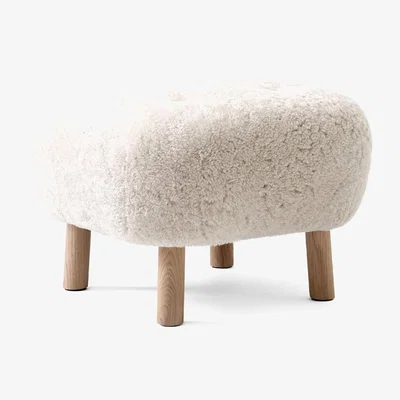 Nordic Nest &Tradition Little Petra ATD1 footstool Sheepskin moonlight-oak legs oiled