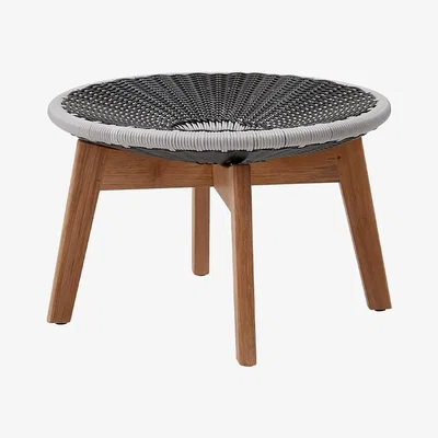 Nordic Nest Cane-line Peacock footstool Grey/light grey weave teak legs