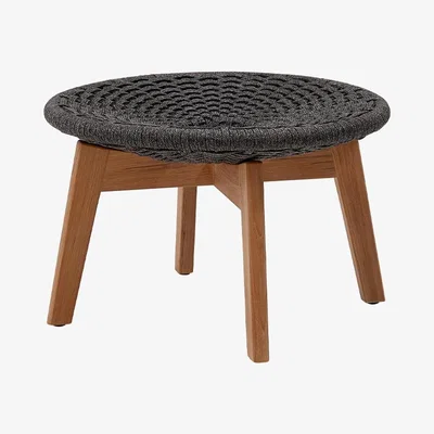 Nordic Nest Cane-line Peacock footstool Dark grey rope teak legs