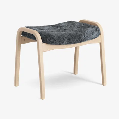 Nordic Nest Swedese Lamino foot stool laquered beech/sheep skin Charcoal (dark grey)