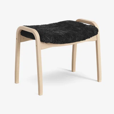 Nordic Nest Swedese Lamini children's foot stool laquered beech/sheep skin Black (black)
