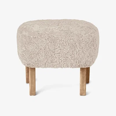 Nordic Nest Audo Copenhagen Ingeborg ottoman Sheepskin moonlight legs oak nature