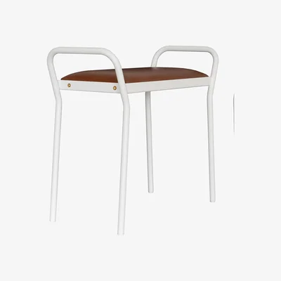 Nordic Nest Maze Around stool White with vintage cognac leather