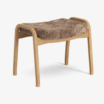 Nordic Nest Swedese Lamino foot stool oiled oak/sheep skin Sahara (nougat brown)