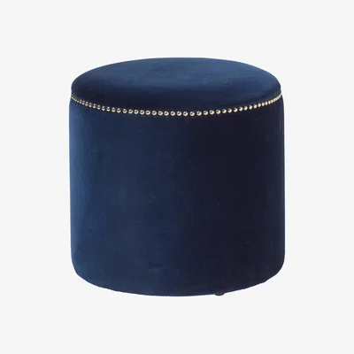 OKA Costellini Velvet Ottoman - Perfect Navy