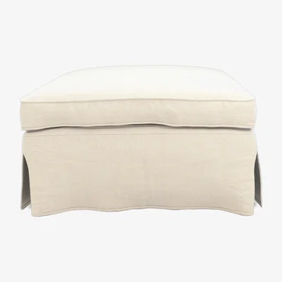 OKA Linen Loose Cover for Fanshawe Square Footstool - Dyed Oyster