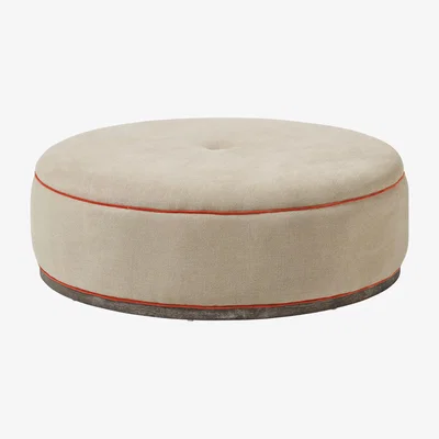 OKA Tuffete Ottoman - Taupe/Burnt Orange