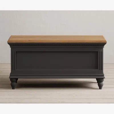 Oak&More Francis Oak and Charcoal Grey Painted Blanket Box