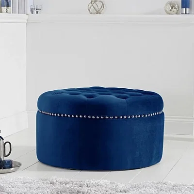 Oak&More New York Blue Velvet Footstool
