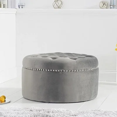 Oak&More New York Grey Velvet Footstool