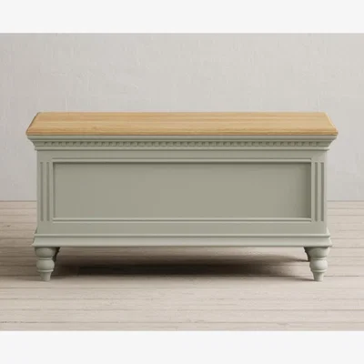 Oak&More Francis Oak and Soft Green Painted Blanket Box
