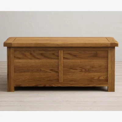 Oak&More Country Rustic Solid Oak Blanket Box