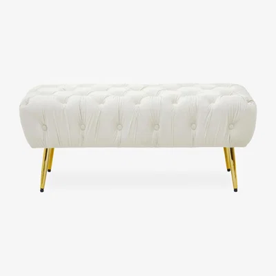 Olivia's Olivia's Tara Footstool in Cream Velvet & Gold Legs
