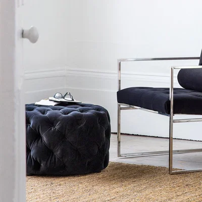 Olivia's Hudson Living Sergio Footstool Velvet / Grey