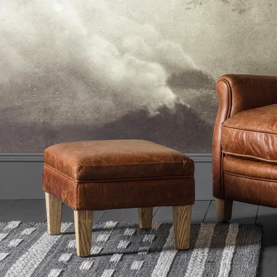 Olivia's Gallery Direct Mr. Paddington Stool in Vintage Brown Leather
