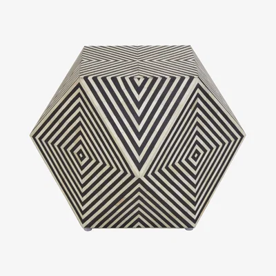 Olivia's Olivia's Finley Diamond Footstool in Black & White