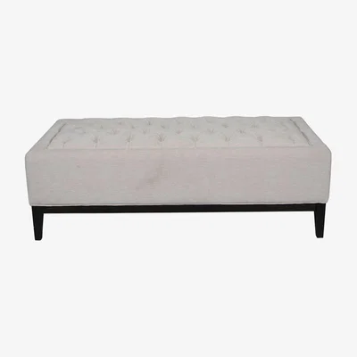 Olivia's Libra Luxurious Glamour Collection - Theodore Buttoned X-Large Ottoman in Ivory Fabric