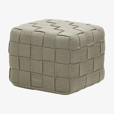 Olivia's CANE-LINE Cube Outdoor Footstool Soft Rope Taupe