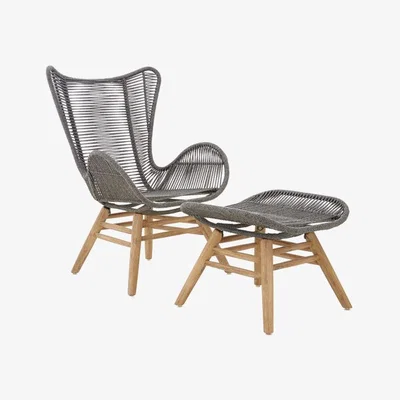 Olivia's Olivia's Steph Rope Footstool & Lounge Chair Grey