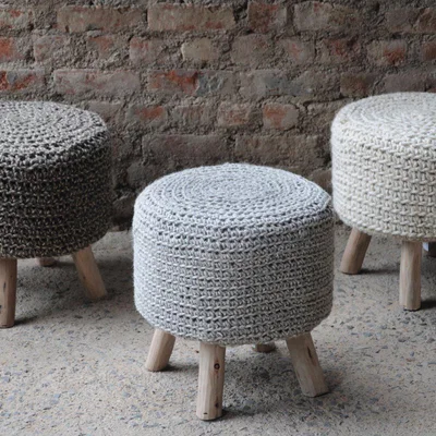 Olivia's Libra Nomad Knitted Stool Stone Grey