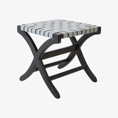 Olivia's Olivia's KoKo Leather Footstool Grey