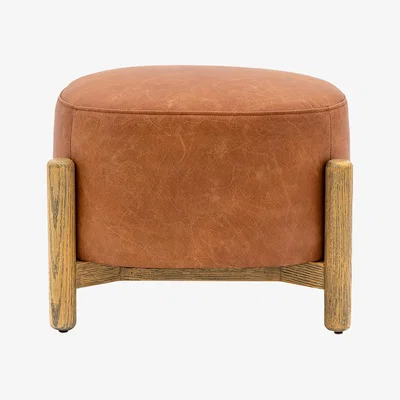 Perch and Parrow Relaxer Footstool in Vintage Brown Leather
