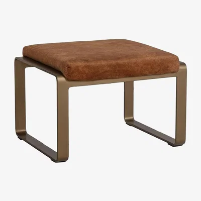 Perch and Parrow Spencer Faux Suede Footstool in Tan