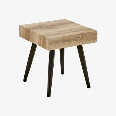 Pagazzi Milton Oak Finish End Table with Metal Legs
