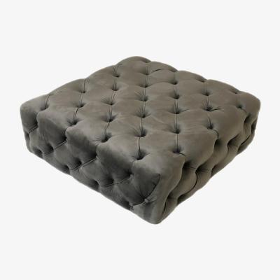 The Range Modern Contemporary Velvet Upholstered Ottoman Footstool - Grey