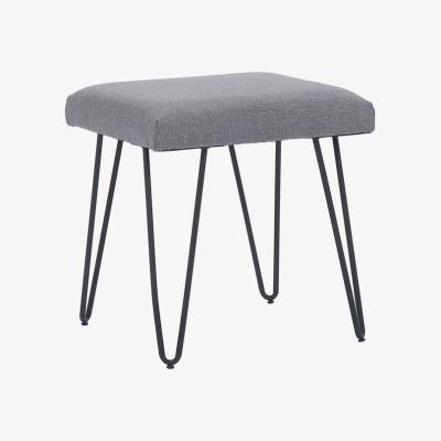 The Range Upholstered Linen Ottoman - Light Grey