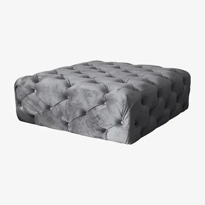 The Range Chesterfield Block Coffee Table Footstool Ottoman - Slate grey