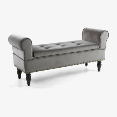 The Range Downtown Storage Brushed Velvet Grey Ottoman - Grey