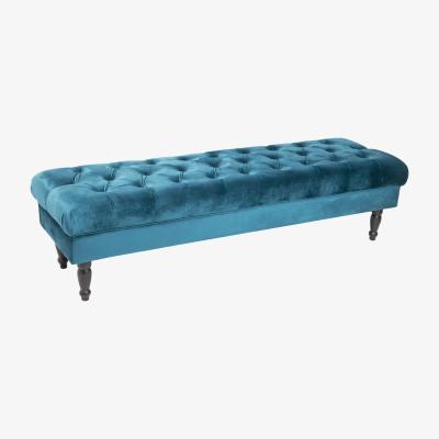 The Range JOY Upholstered Bench, Tufted Entryway Foot Stool - Blue