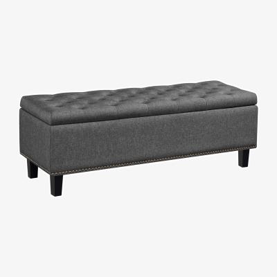 The Range Classic Entryway Storage Ottoman with Button-Tufted - Dark Grey